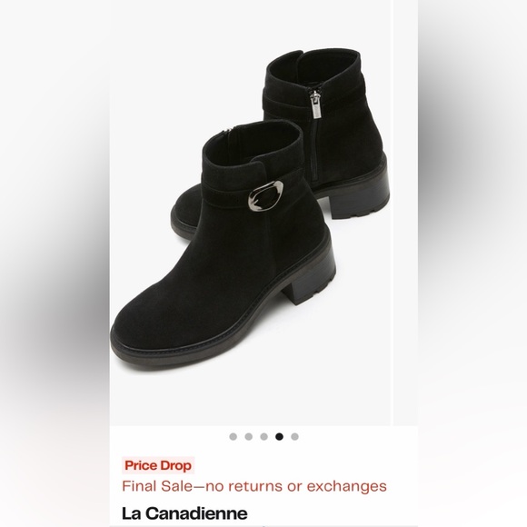 La CANADIENNE Black Suede Ankle Booties with Silver Buckle - Picture 3 of 4